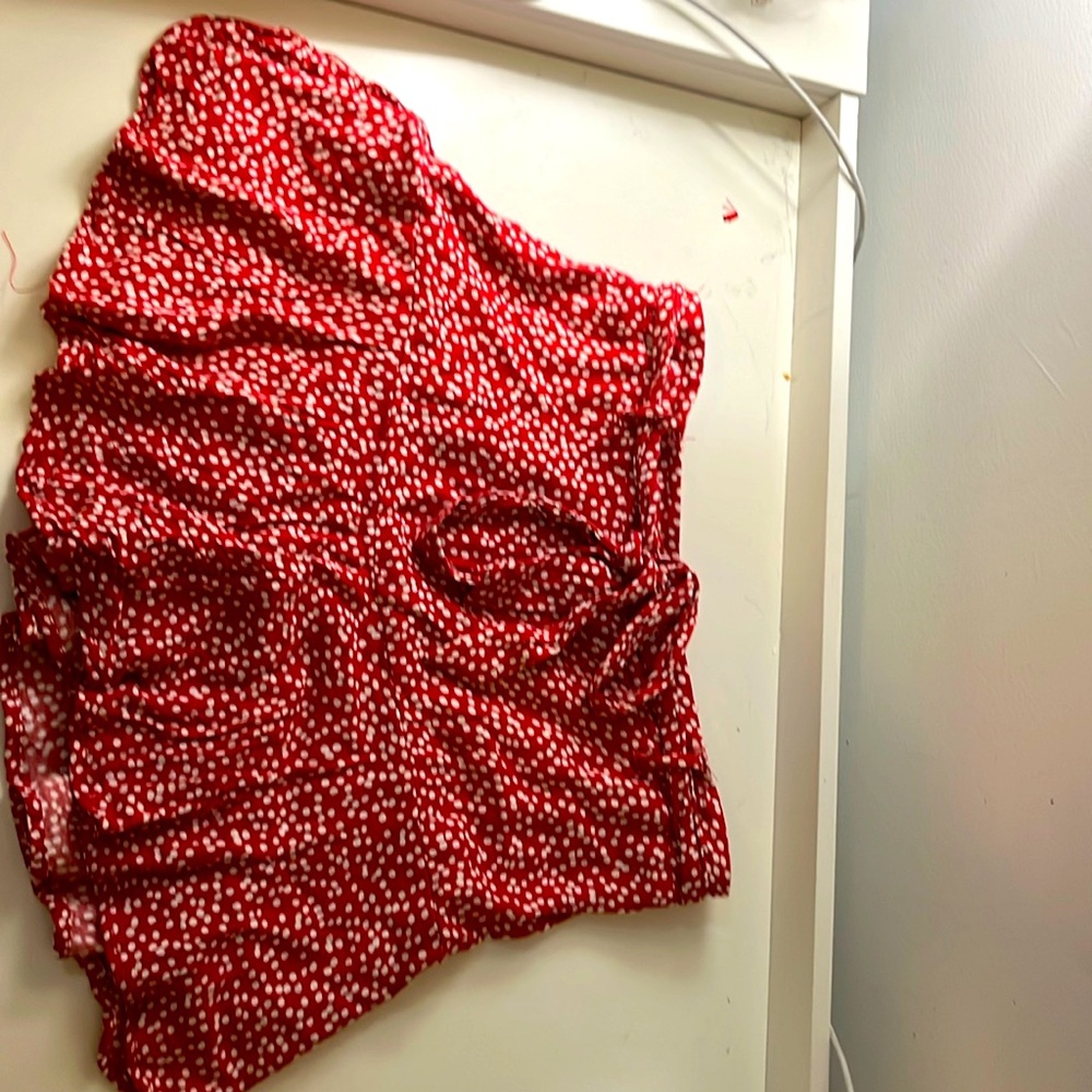 Red and white fancy casual skort